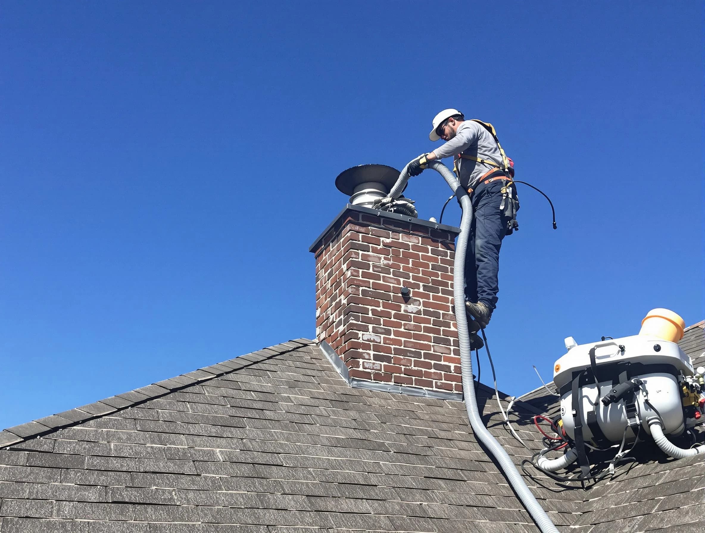 Dedicated Cranberry Chimney Sweep team member cleaning a chimney in Cranberry, PA