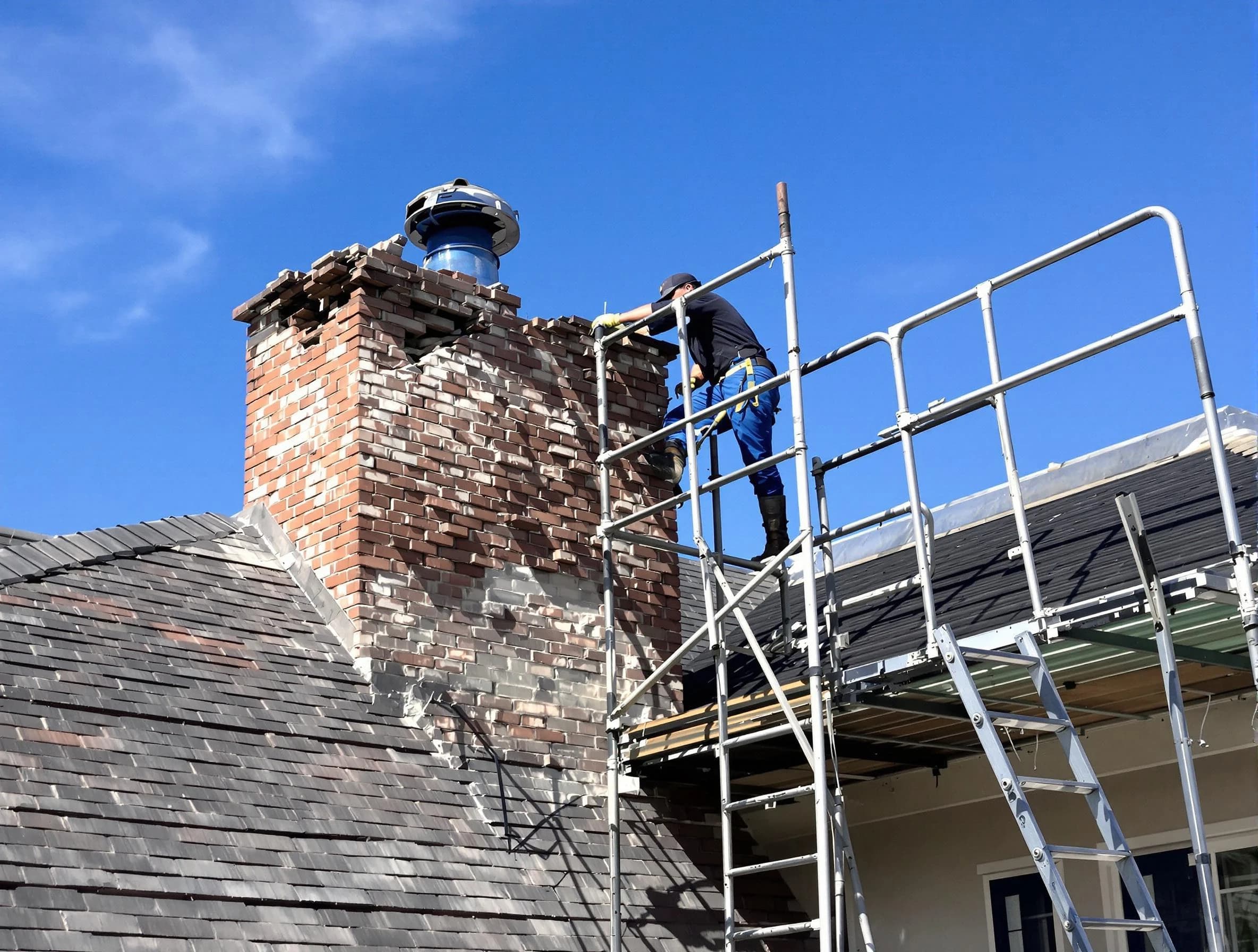 Rebuilding a chimney structure by Cranberry Chimney Sweep in Cranberry, PA