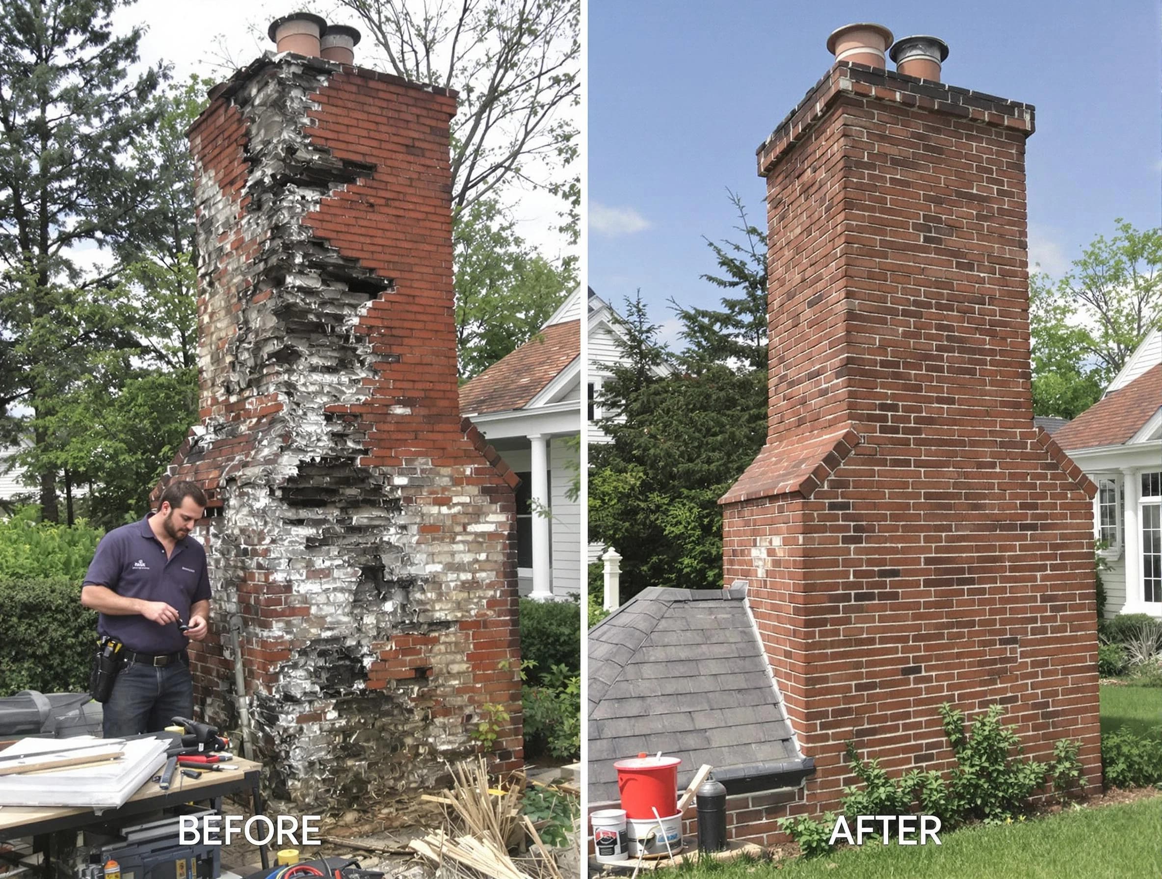 Cranberry Chimney Sweep performing a full chimney restoration in Cranberry, PA