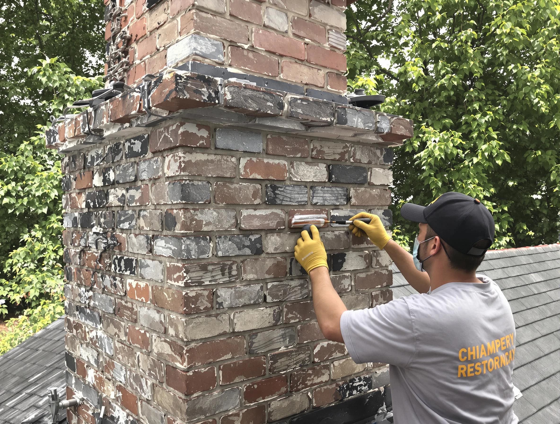 In-progress chimney restoration by Cranberry Chimney Sweep in Cranberry, PA