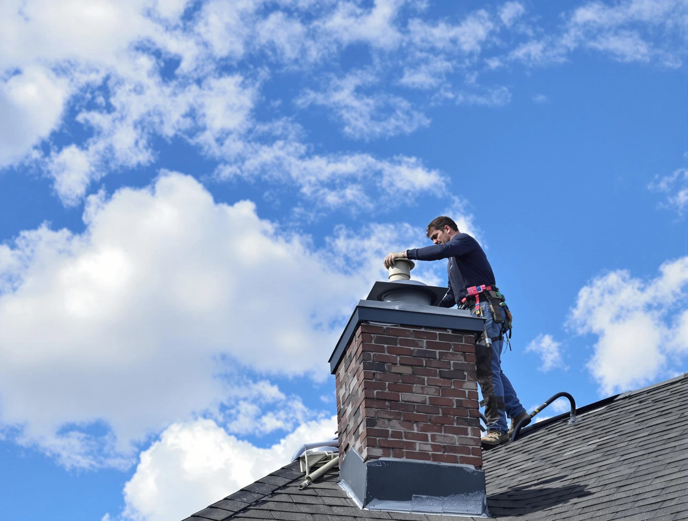 Cranberry Chimney Sweep installing a sturdy chimney cap in Cranberry, PA
