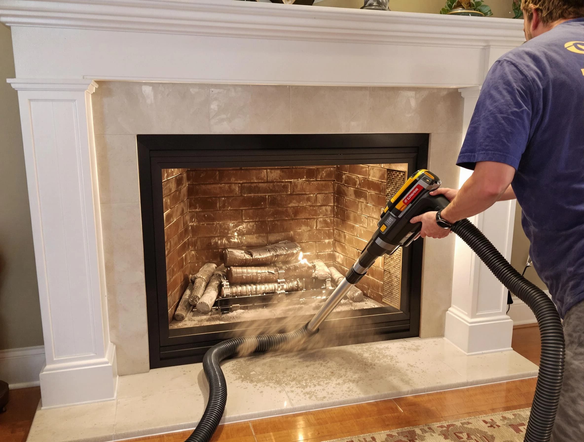 Fireplace cleaning performed by Cranberry Chimney Sweep in Cranberry, PA