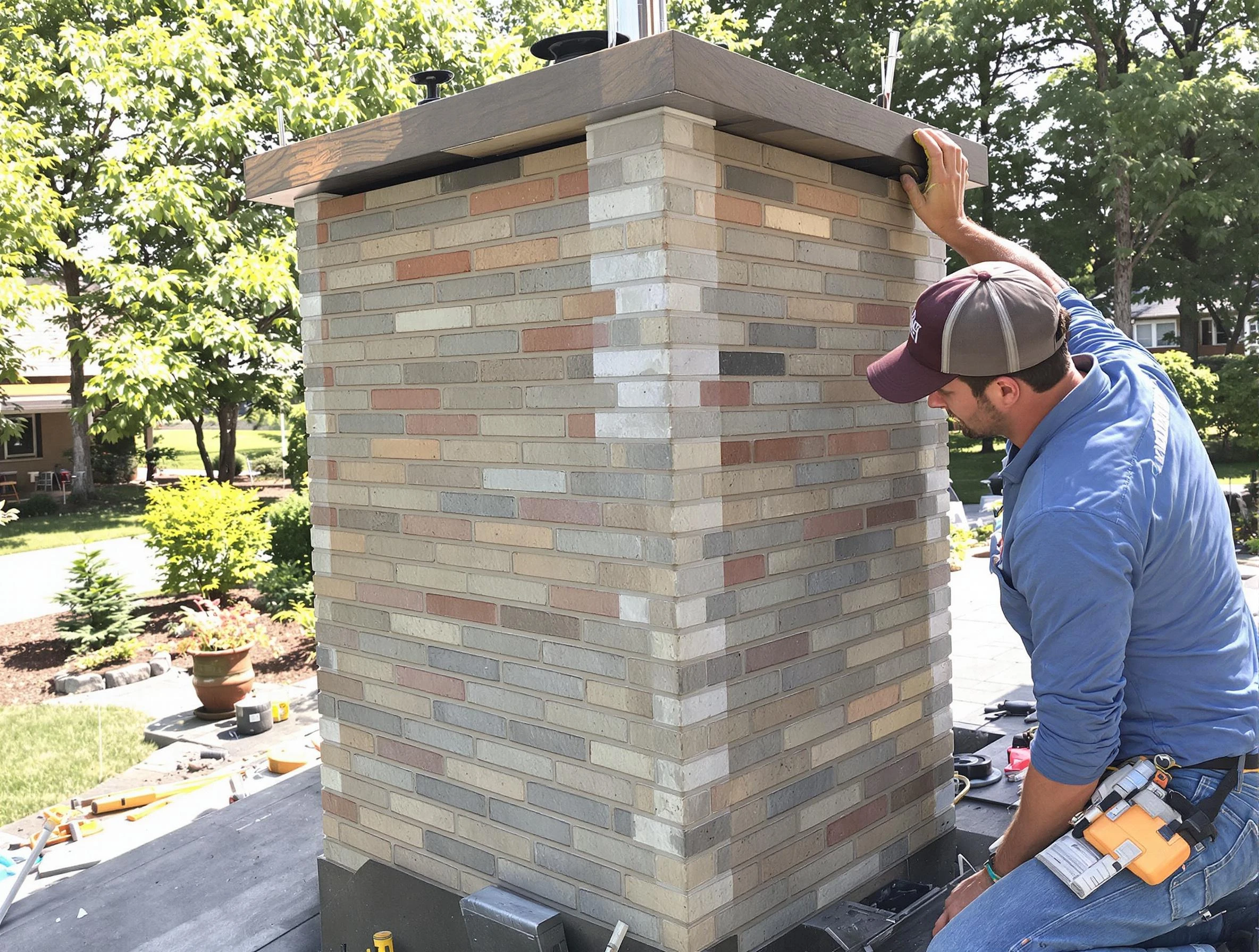 Cranberry Chimney Sweep completing a modern chimney remodel in Cranberry, PA